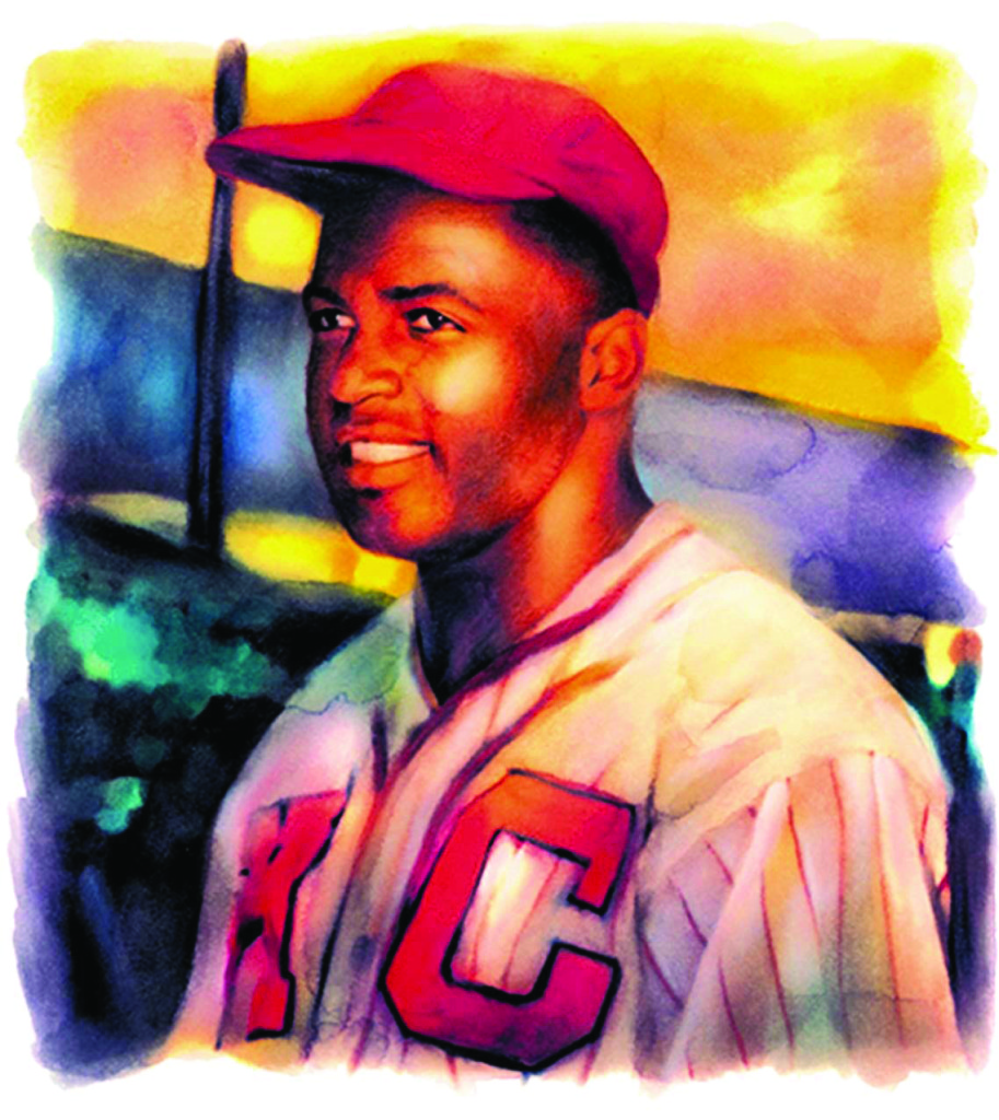 Michael Hogue color illustration of Jackie Robinson, second baseman Negro Leagues 1945; Hall of Fame 1962. The Dallas Morning News 2004/ MCT Campus. 