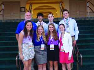 The sophomore team. Jeffrey Cheng, Jeffrey Friedman, Andrew Litteken, Lilian Heil, Carly Osherow, Emily Braverman and Anna Widder. Peter Shumway is not pictured. Photo from Anna Widder. 