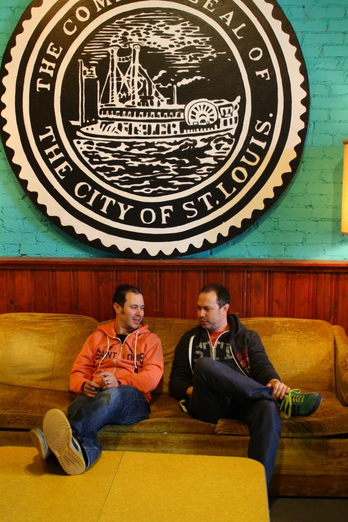 Brothers Jeff and Randy Vines relax inside their store (Seth Lewis). 