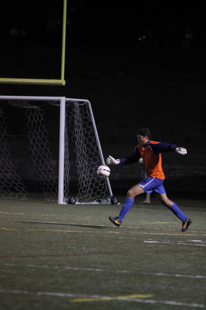 Joey Dulle, Clayton Goalie blocks a shot from a recent varsity game. 