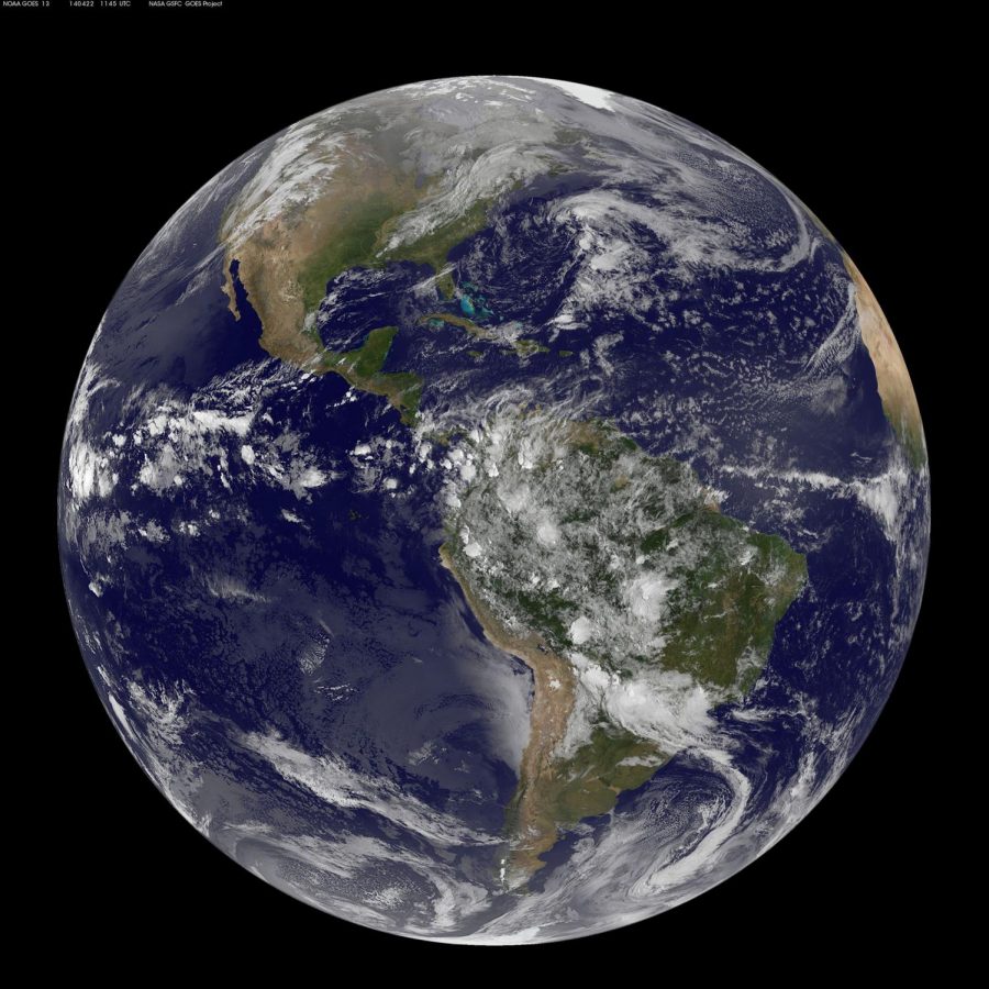 Data of Earth taken by NOAA's GOES-East satellite converted into an image on April 22, 2014.