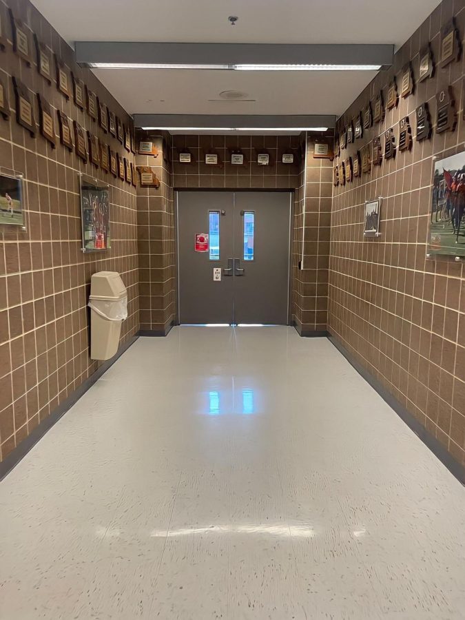 the door at the end of the Clayton trophy hallway was the most recent change in school safety. 