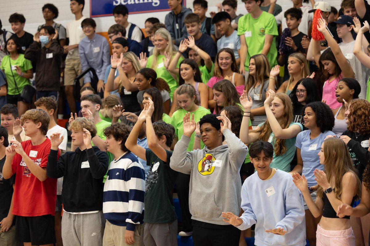 Freshman orientation welcomed the Class of 2029 to the high school for a day of introductions and tours. Link Crew members ensured the transition was seamless for the new students. Leader senior Genevieve Roach showed students tools for success. “I like being a part of Link Crew because we are able to give advice that we could’ve used freshman year,” Roach said.