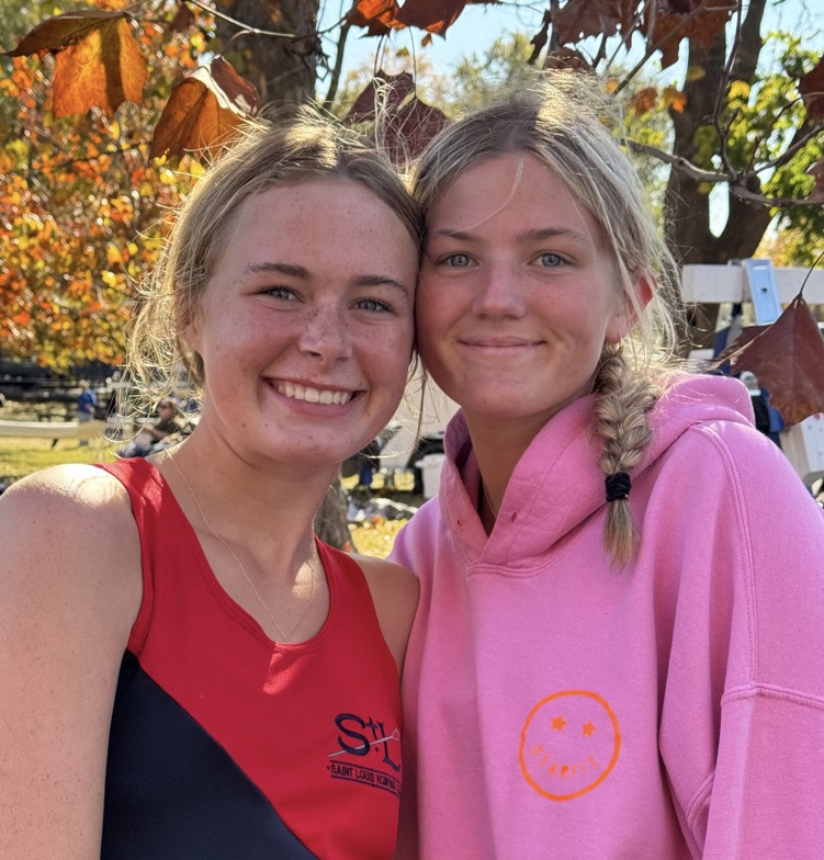 Rowing Club teammate Audrey Burger poses next to Juliette Springer at the Haxton Ohio race. The team placed sixth out of 16; in the previous race, they placed fourth. "[After] the race was over, I felt very relieved because of how nervous I was before the race. I also felt proud because I did better then I thought I was going to do," Springer said. 